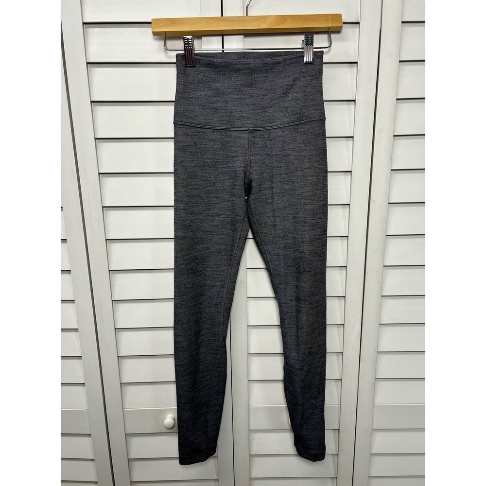 Lululemon Reversible Full Length Leggings Pants Women's Size 4 Gray & Black - Picture 1 of 9